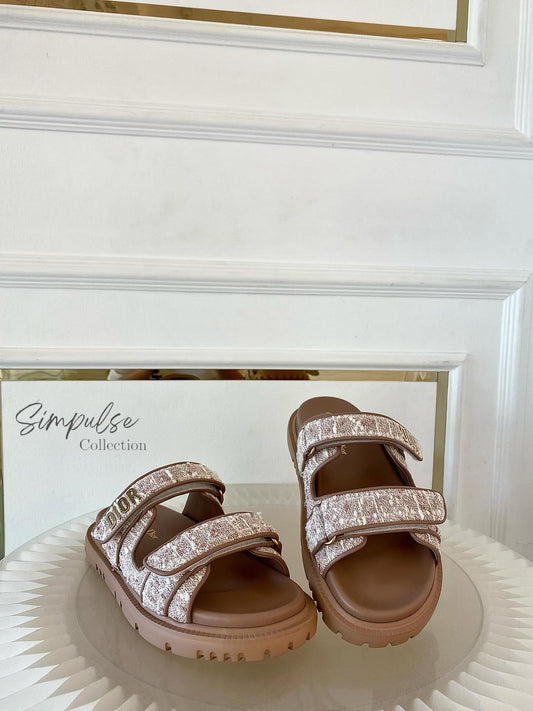 DIOR Dioract in Rose Des Vents Cannage Tweed Slides