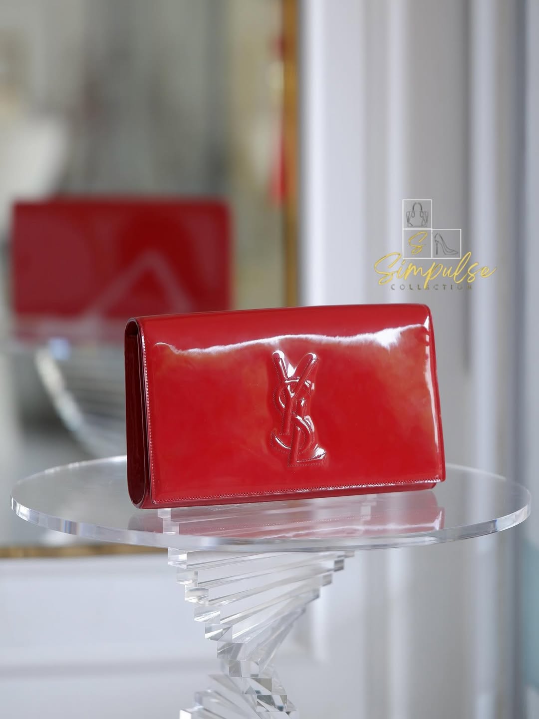 Yves Saint Laurent Red Patent Clutch