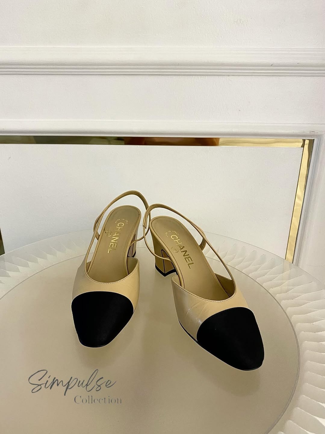 CHANEL Cap Toe Slingback Pumps
