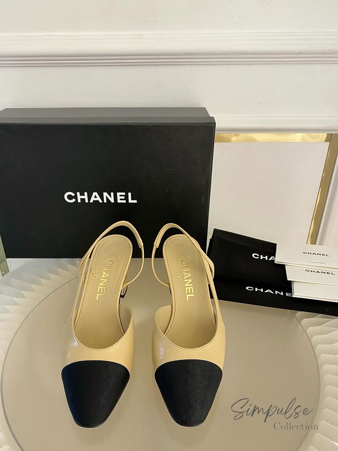 CHANEL Cap Toe Slingback Pumps