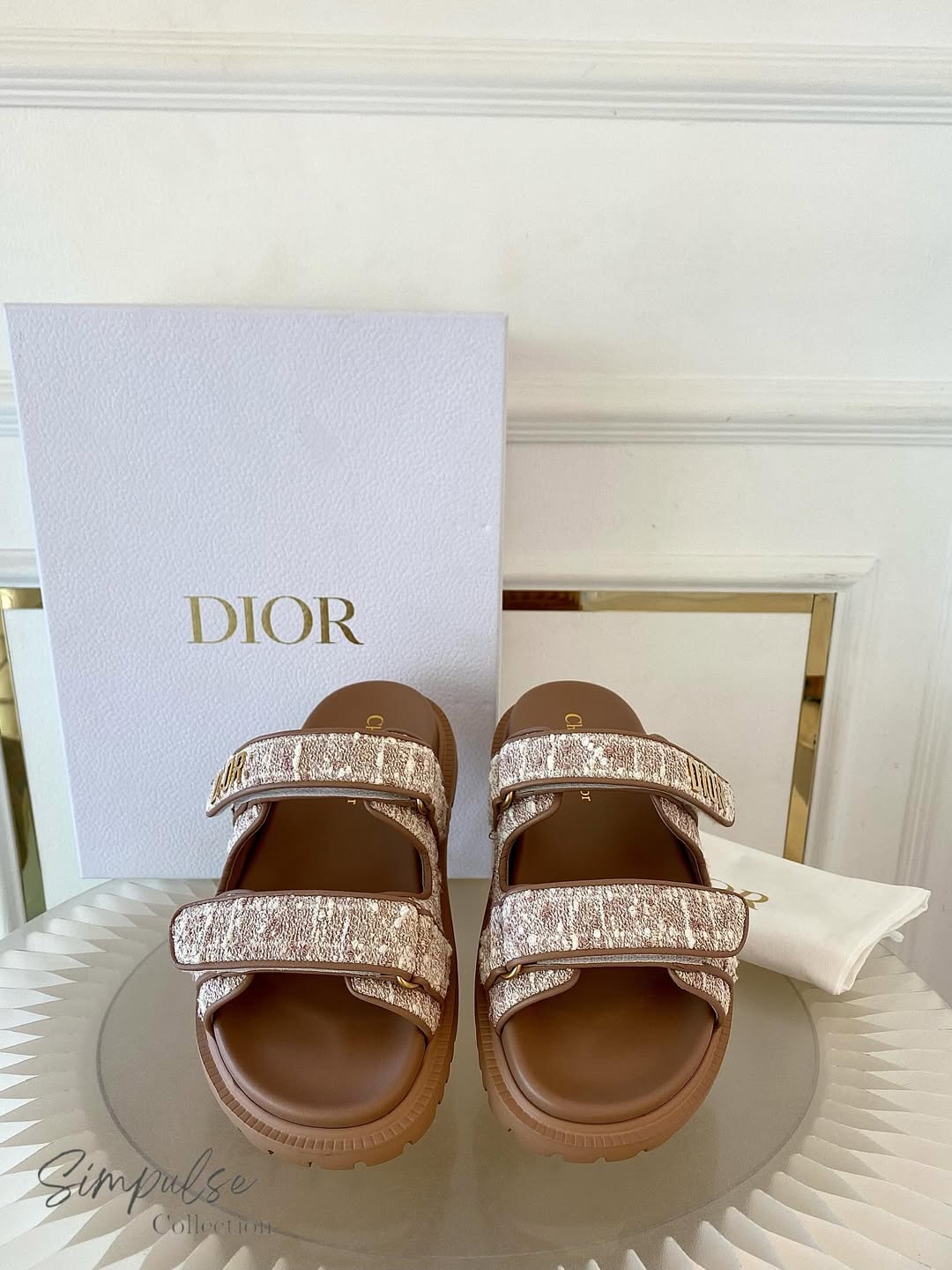 DIOR Dioract in Rose Des Vents Cannage Tweed Slides