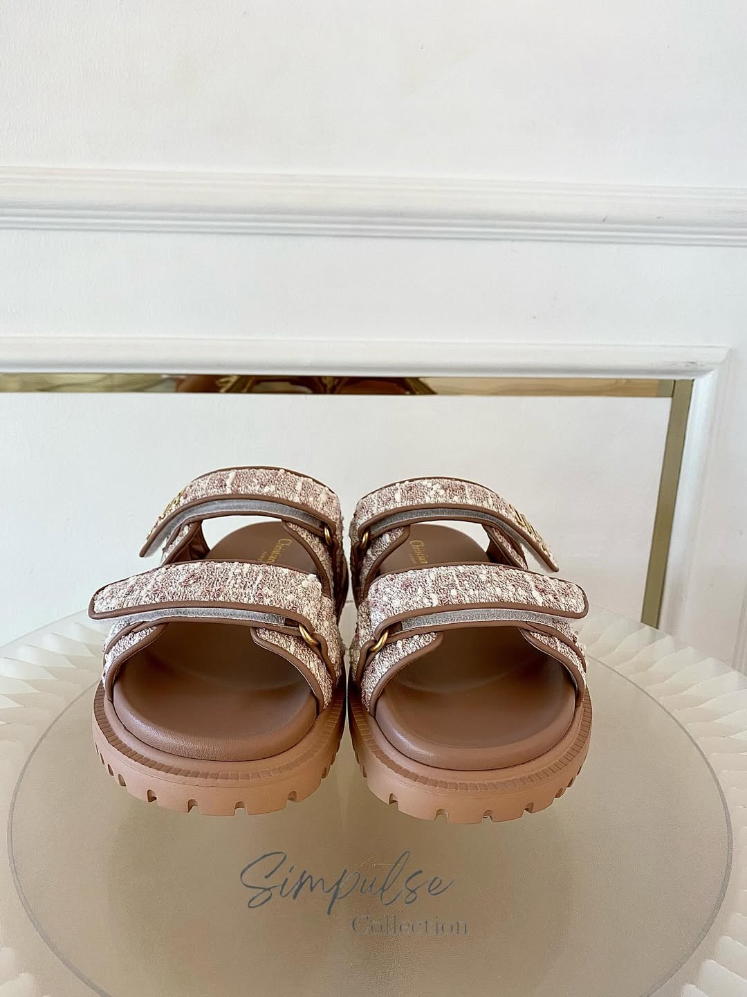 DIOR Dioract in Rose Des Vents Cannage Tweed Slides