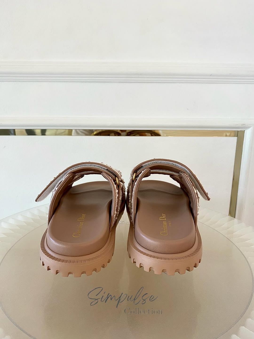 DIOR Dioract in Rose Des Vents Cannage Tweed Slides