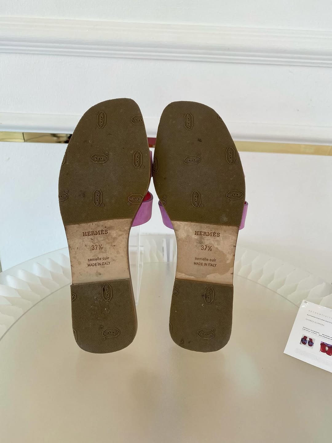 HERMES Oran Violet Parme & Red Suede Goatskin