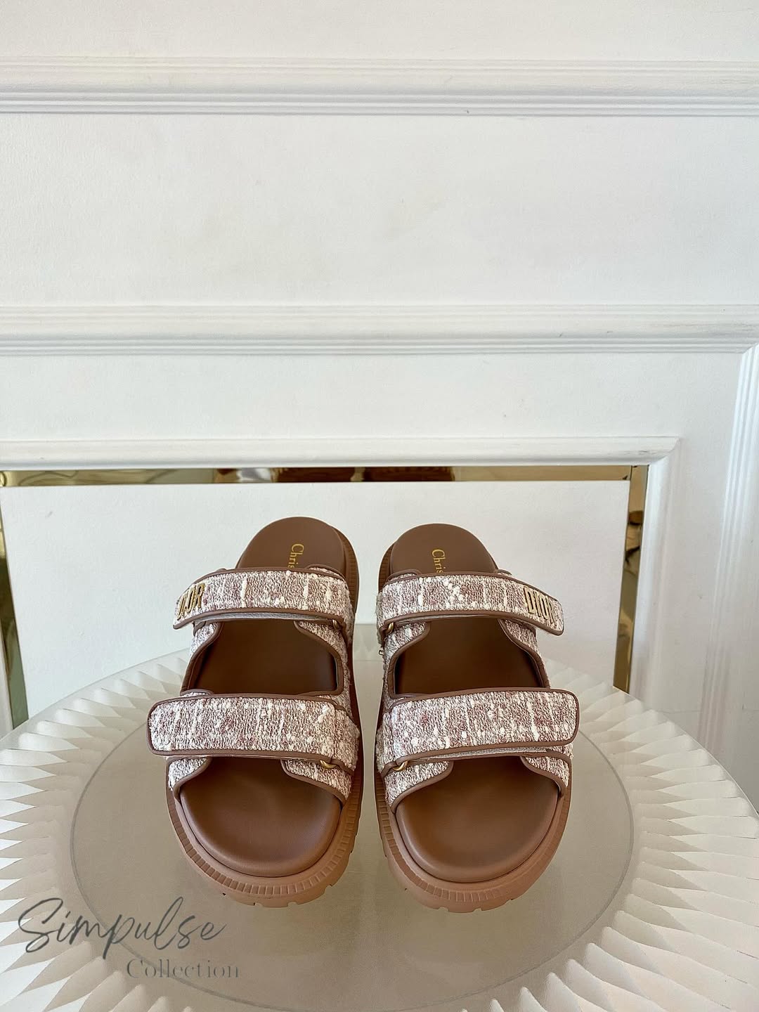 DIOR Dioract in Rose Des Vents Cannage Tweed Slides