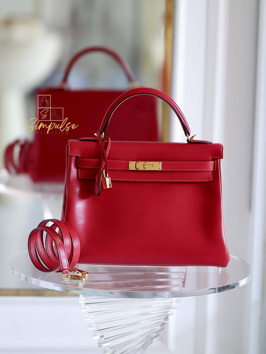 HERMES Kelly 32 Red Box GHW