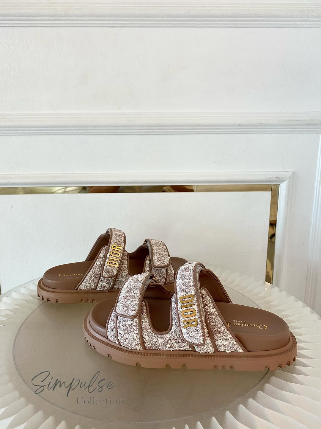 DIOR Dioract in Rose Des Vents Cannage Tweed Slides