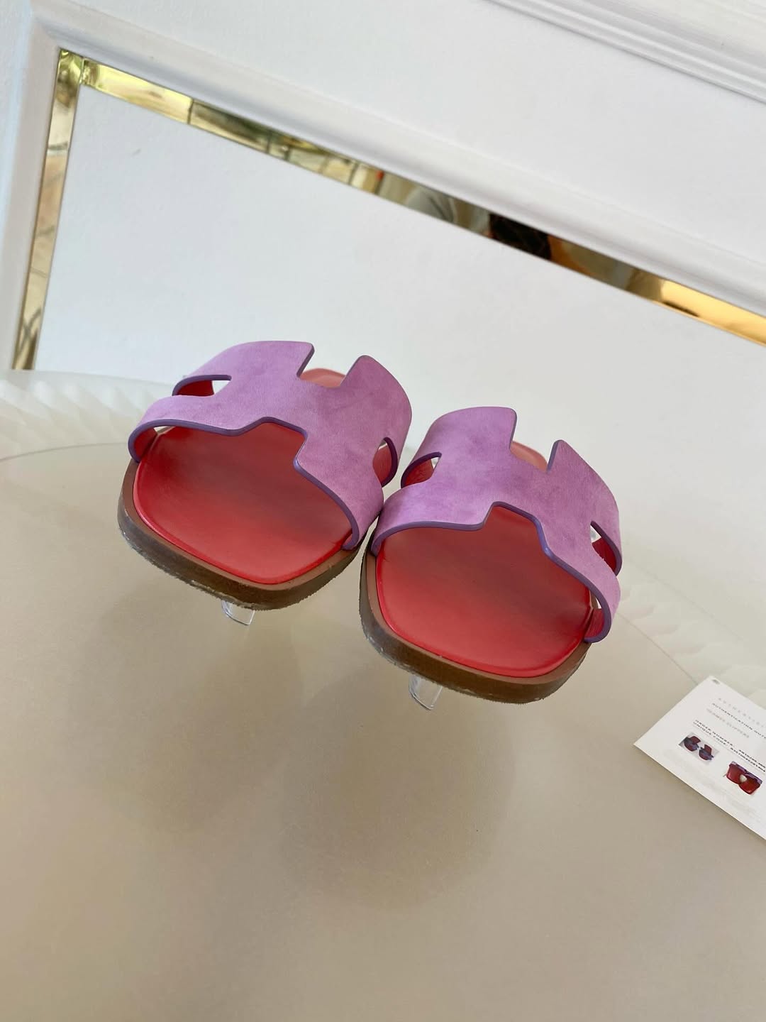 HERMES Oran Violet Parme & Red Suede Goatskin