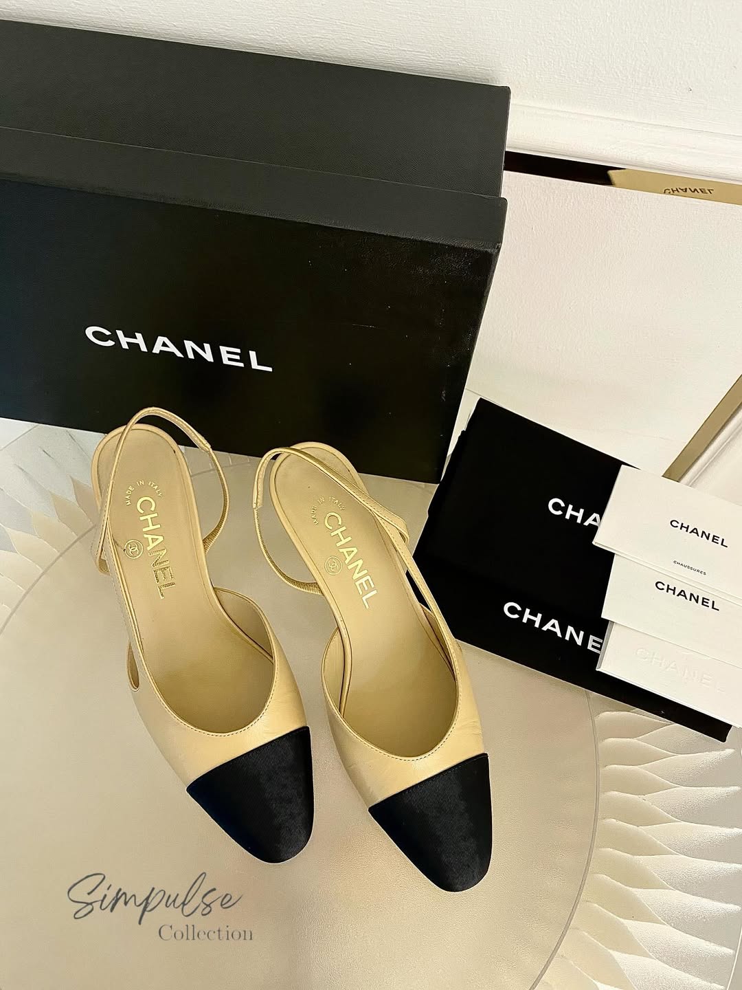 CHANEL Cap Toe Slingback Pumps