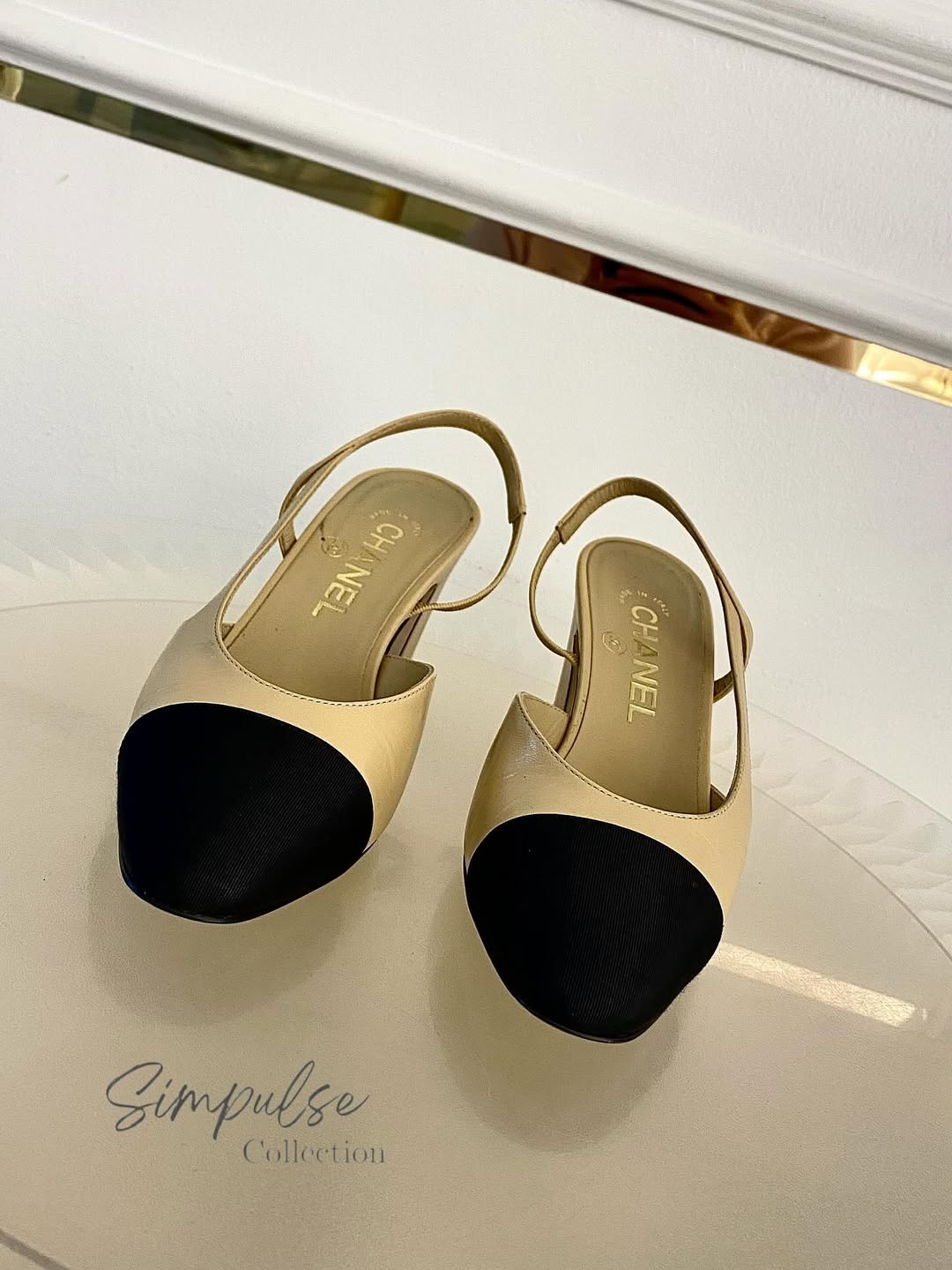 CHANEL Cap Toe Slingback Pumps