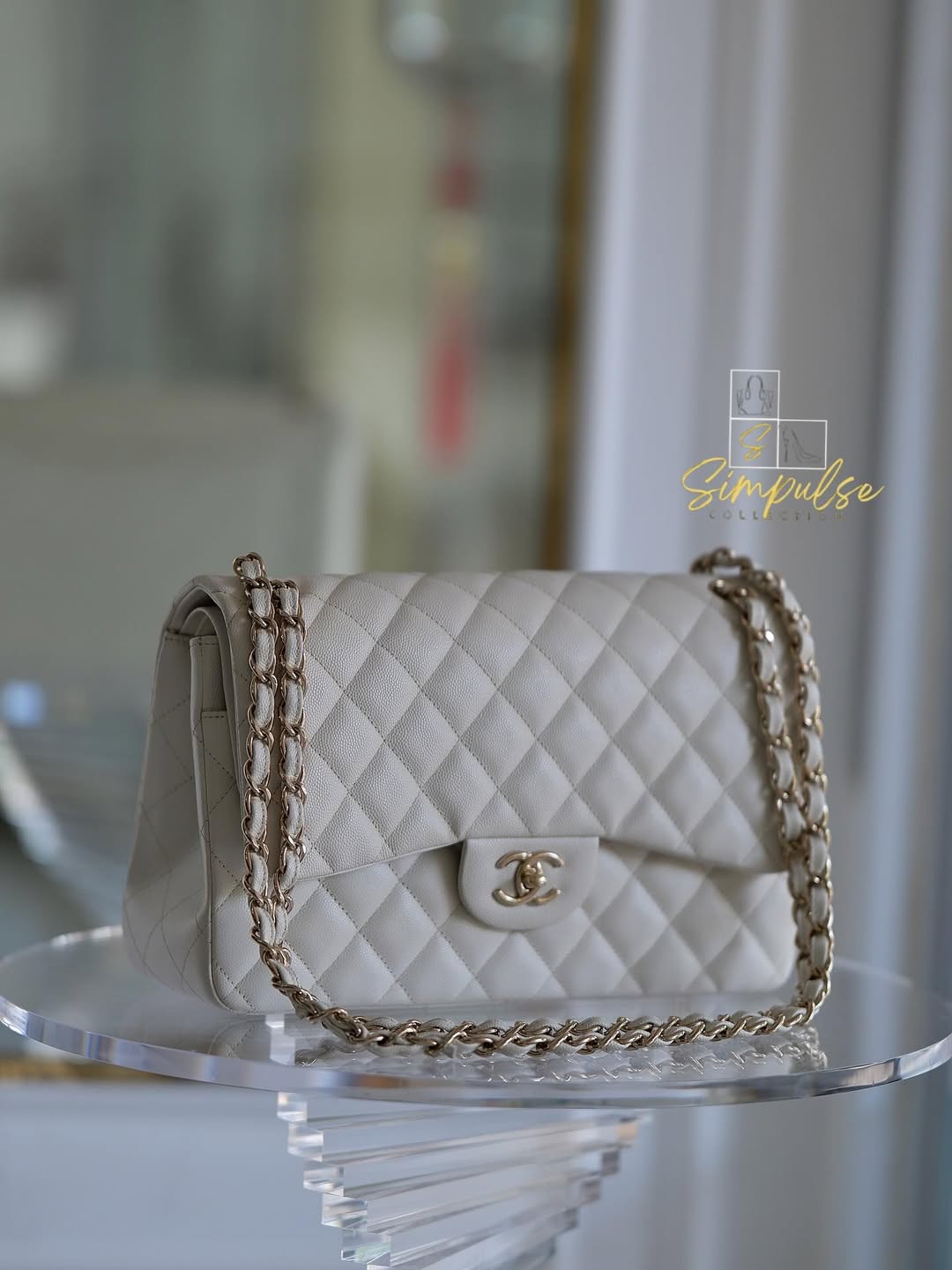 CHANEL Jumbo Double Flap Caviar LGHW