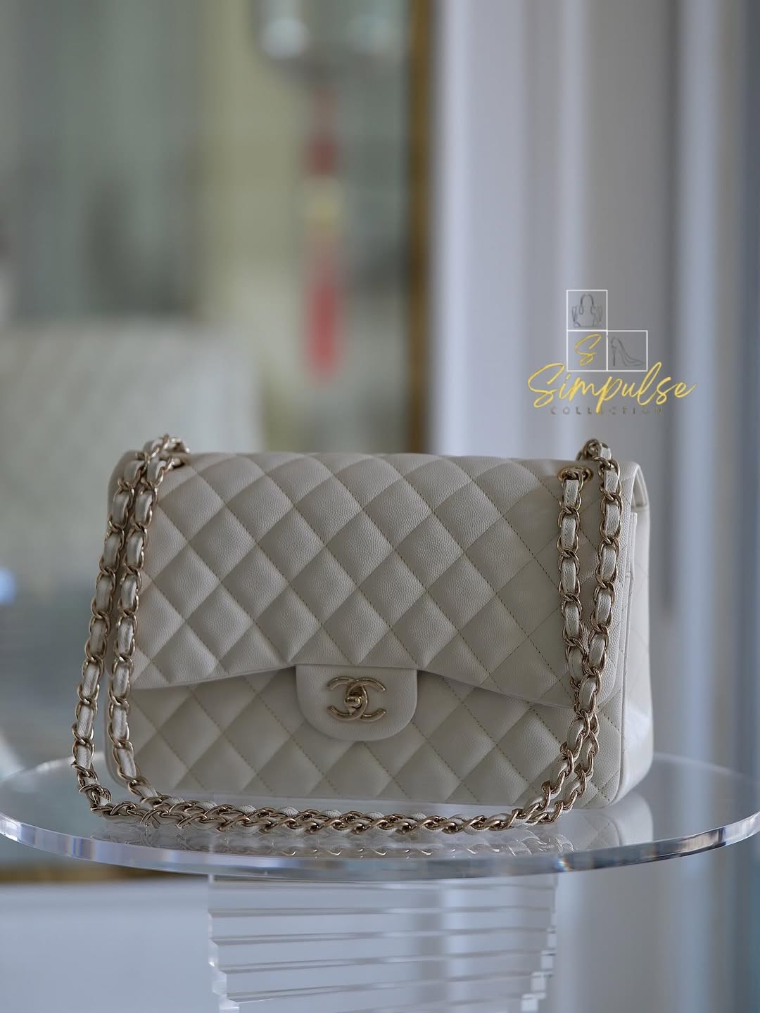 CHANEL Jumbo Double Flap Caviar LGHW