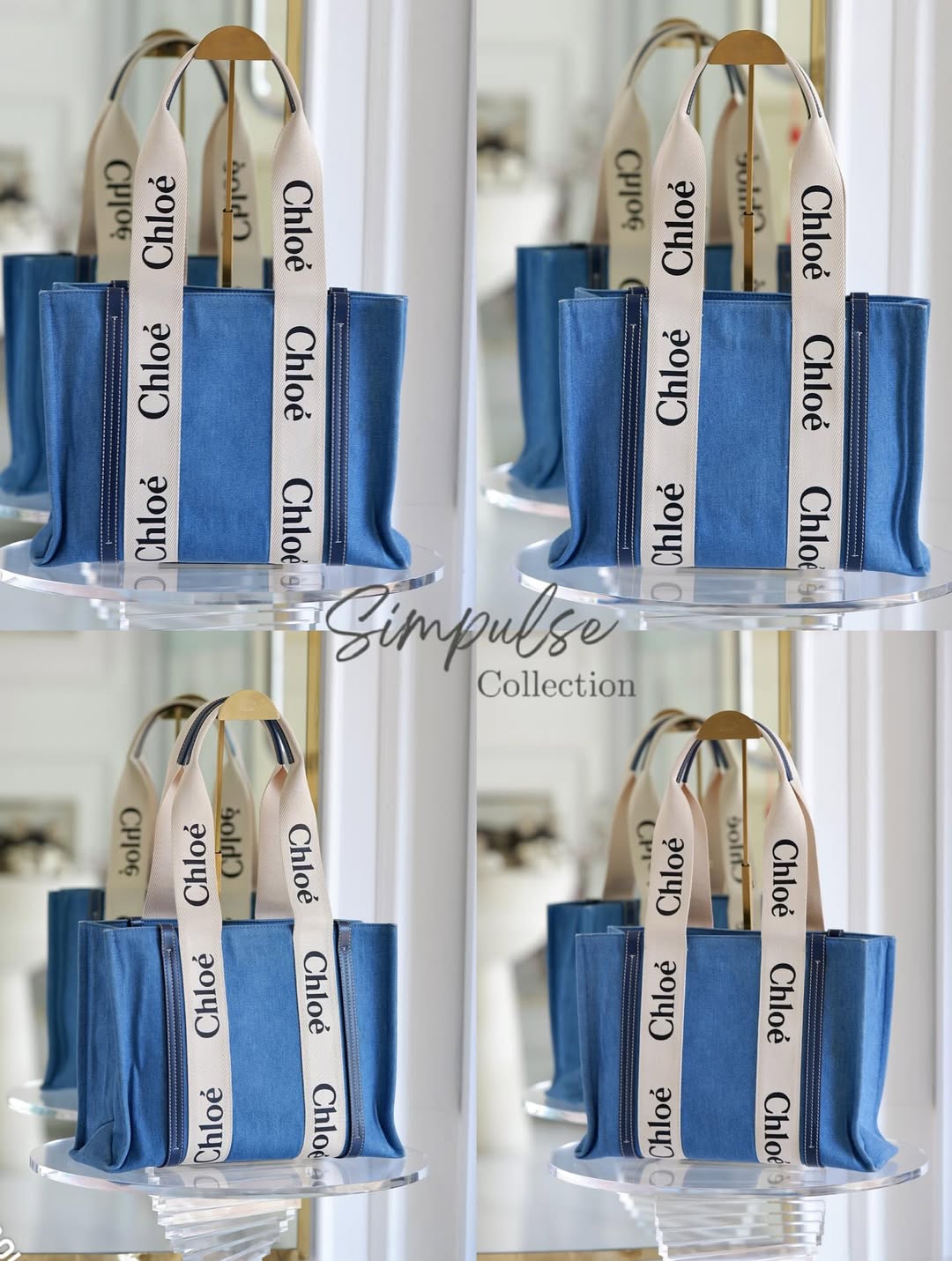 Chloe Medium Woody Denim Tote Bag