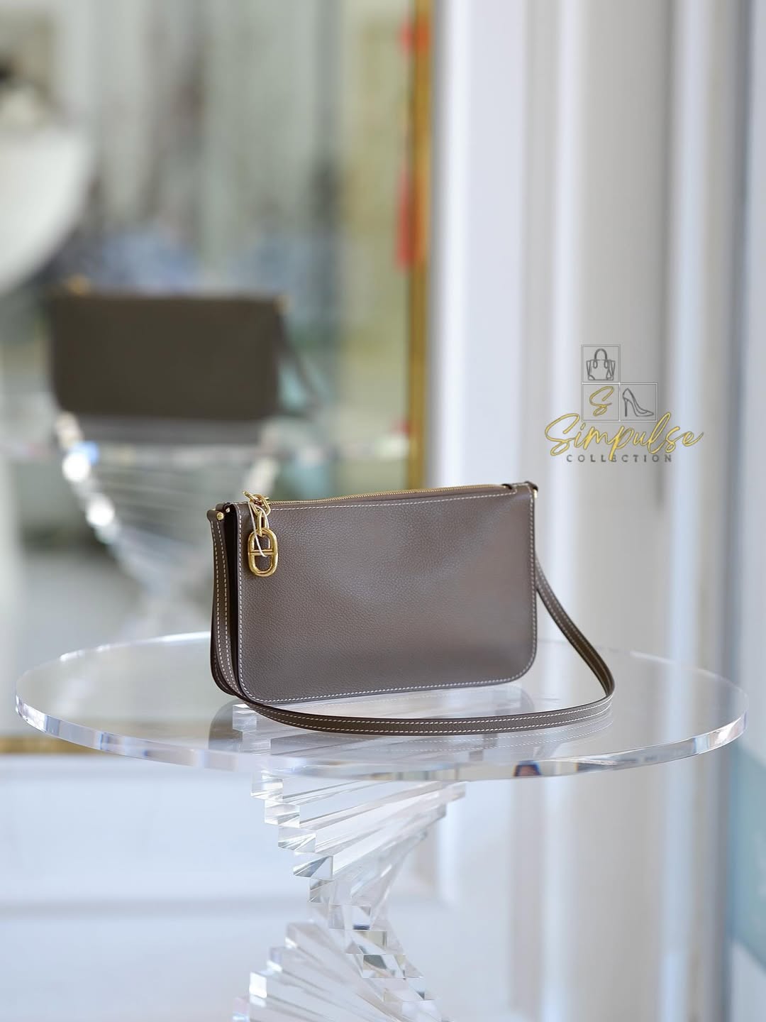 HERMES Zipengo Chaine d’Ancre To Go Pouch in Etoupe GHW