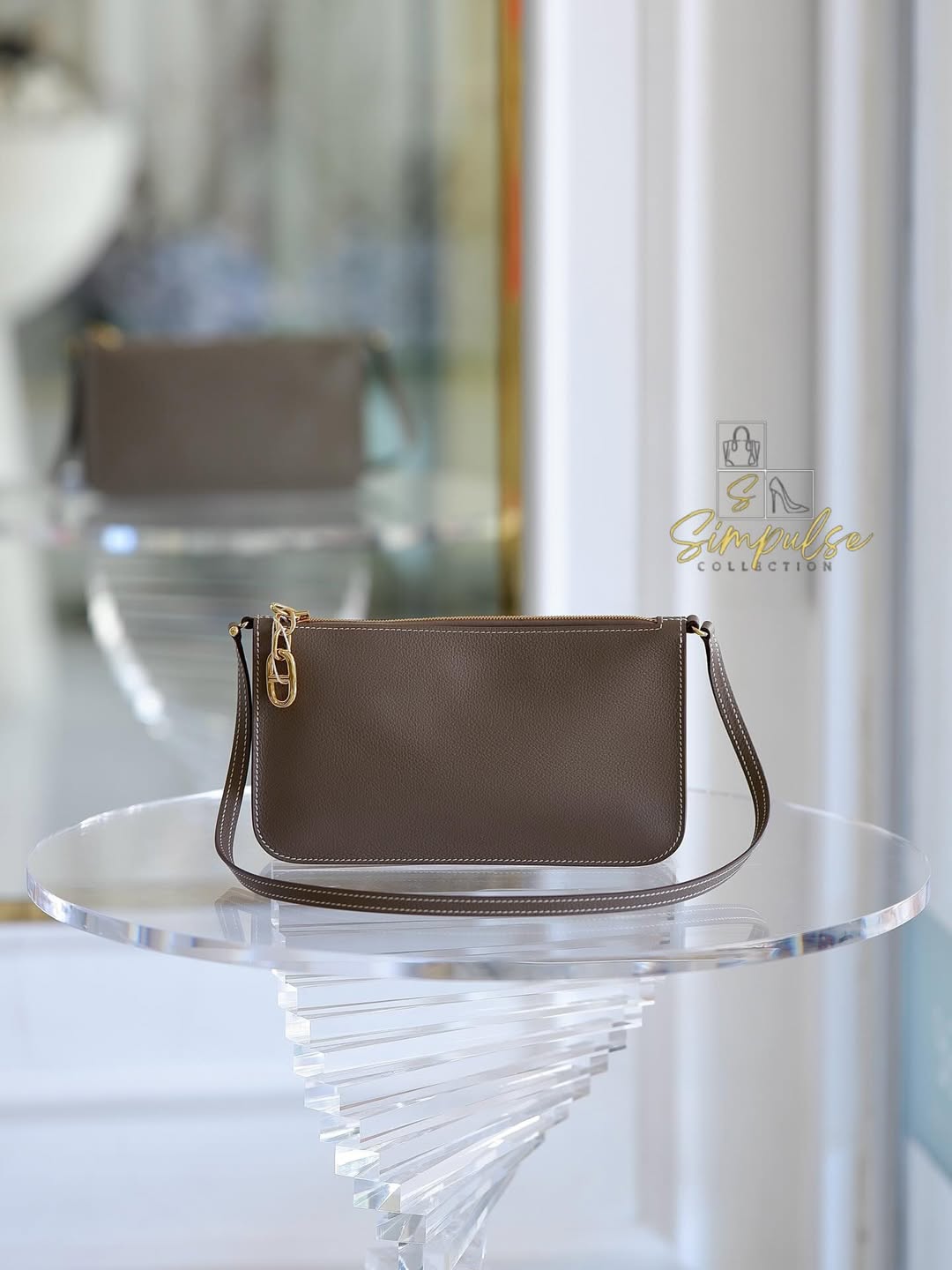 HERMES Zipengo Chaine d’Ancre To Go Pouch in Etoupe GHW