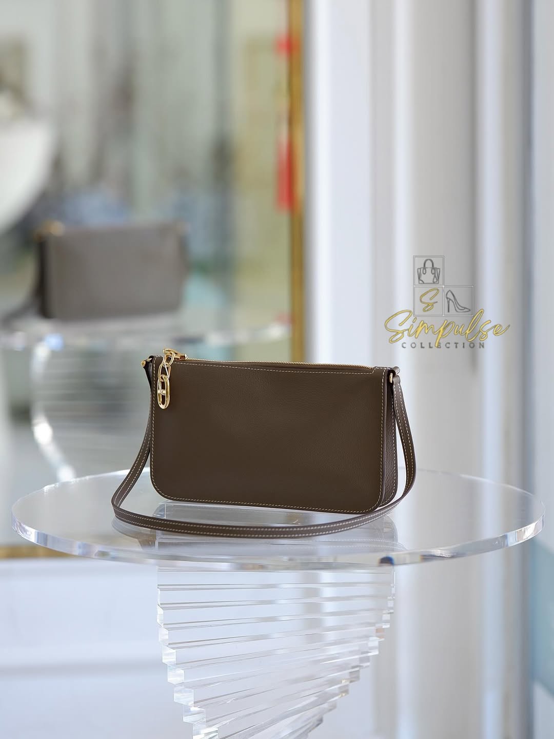 HERMES Zipengo Chaine d’Ancre To Go Pouch in Etoupe GHW