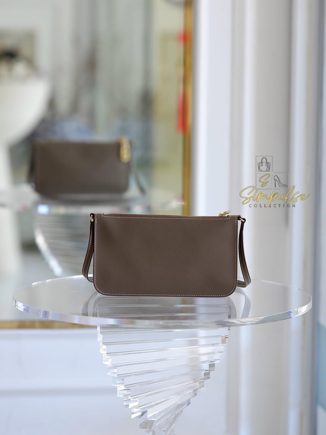 HERMES Zipengo Chaine d’Ancre To Go Pouch in Etoupe GHW