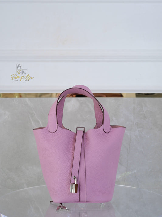 HERMES PICOTIN 18 MAUVE SYLVESTRE CLEMENCE PALLADIUM HARDWARE