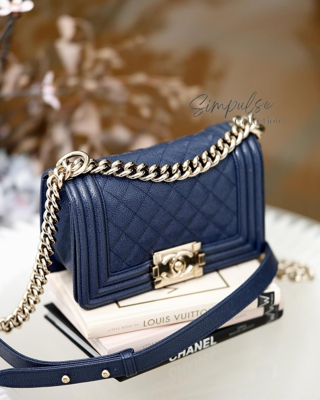 C Mini Leboy Caviar Navy Blue LGHW