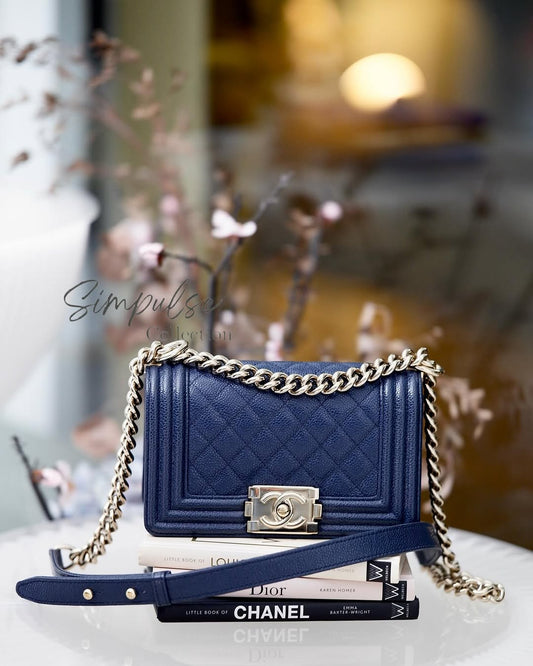 C Mini Leboy Caviar Navy Blue LGHW