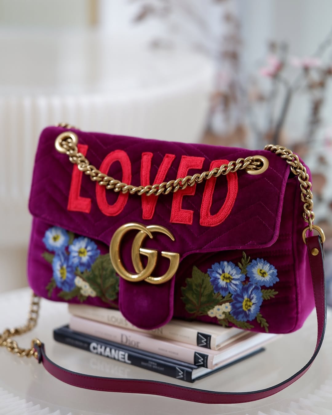 Marmont Medium Red Velvet Gucci Marmont Bag Gucci Red Medium GG