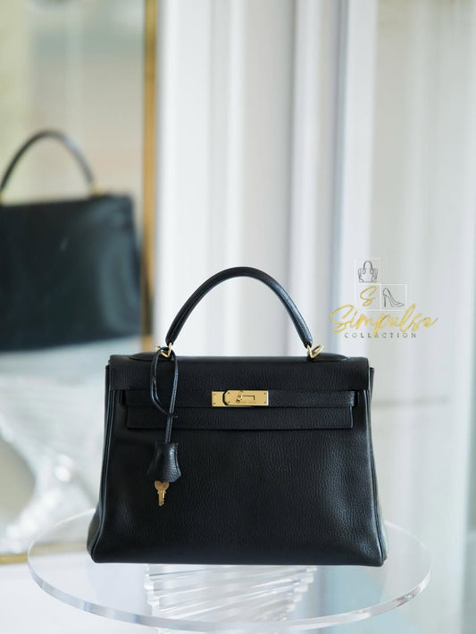 Hermes Kelly 32 Black GHW