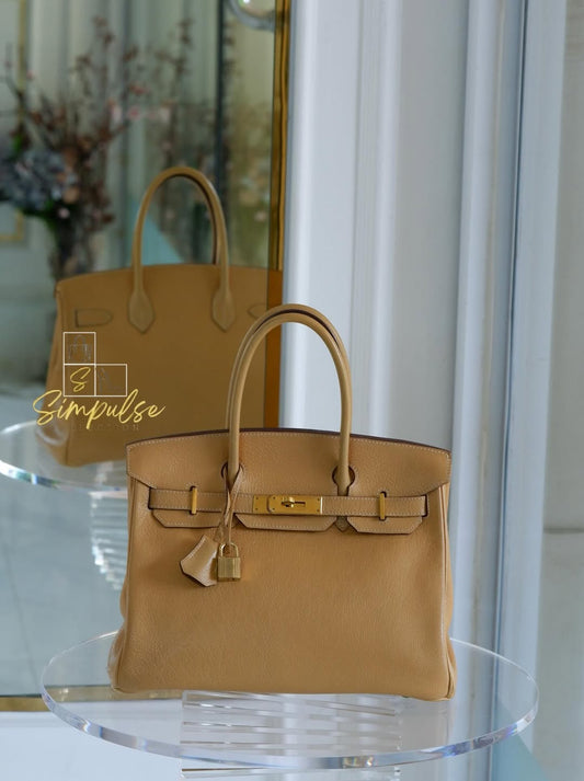 Hermes Birkin 30 Natural Sable Fjord Leather GHW