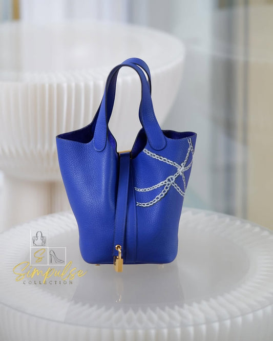 Hermes Picotin 18 Blue GHW
